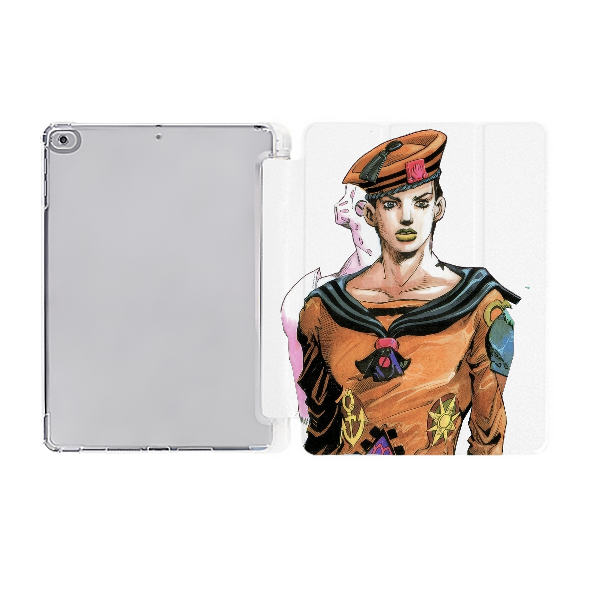 （画像用） ジョジョの奇妙な冒険 東方定助 JoJo's Bizarre Adventure Higashikata Josuke IPad ケース ペン収納付き 三つ折りスタンド PUレザー×シリコン 対応機種9.5/10.5/10.9インチ